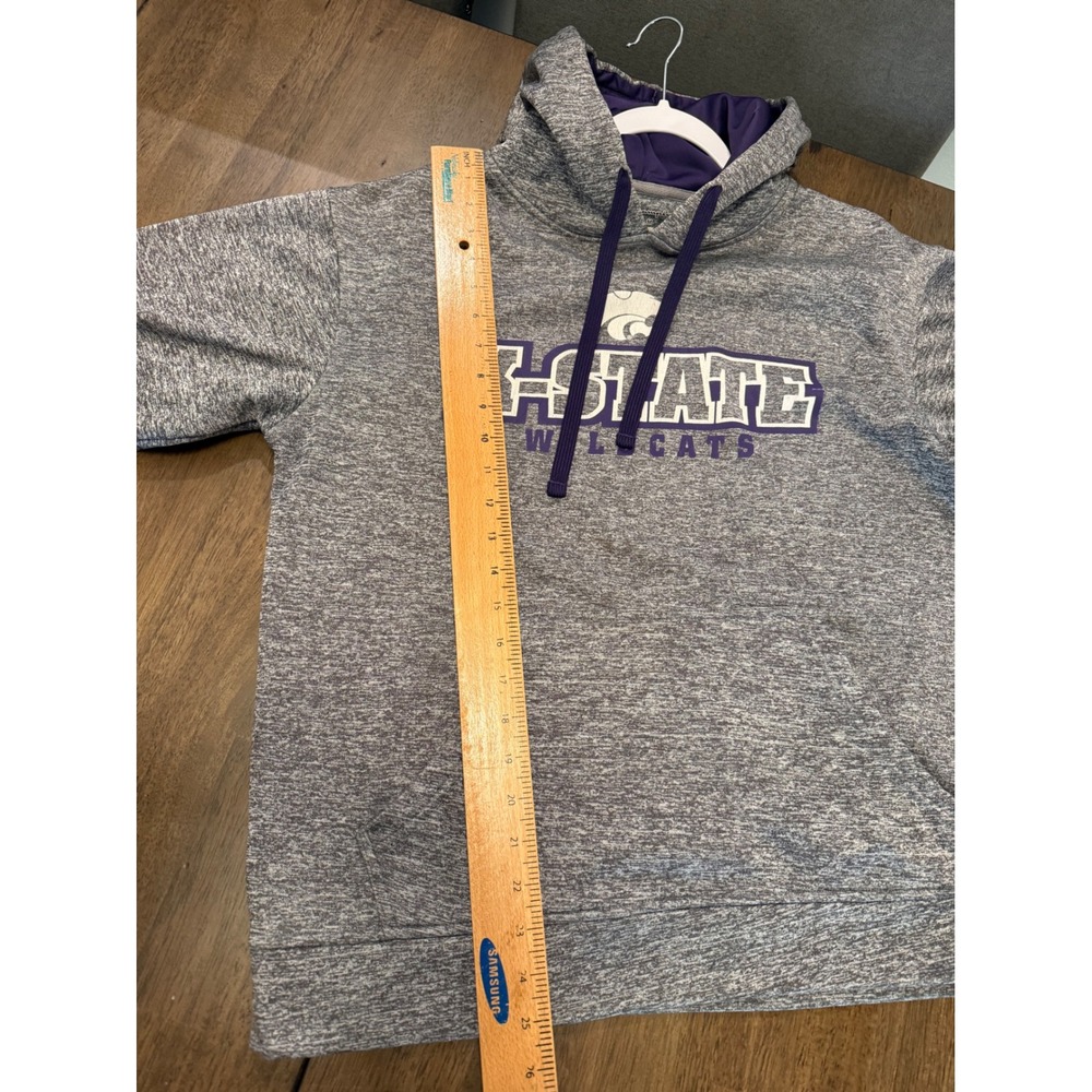 Champion Kansas State Wildcats Hoodie Men Medium Grey Purple Pullover Sweatshirt - Picture 4 of 6